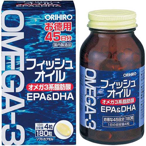 フィッシュオイル EPA&DHA（オメガ３系脂肪酸) １８０粒 オリヒロ