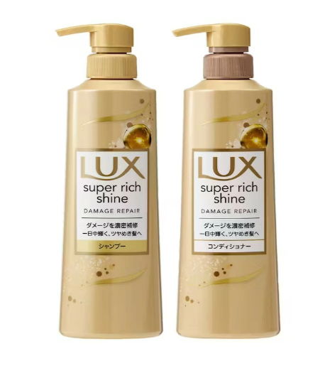 Sét dầu gội, xả Lux phục hồi dành cho tóc hư tổn Luxe Super Rich Shine 400g+400g